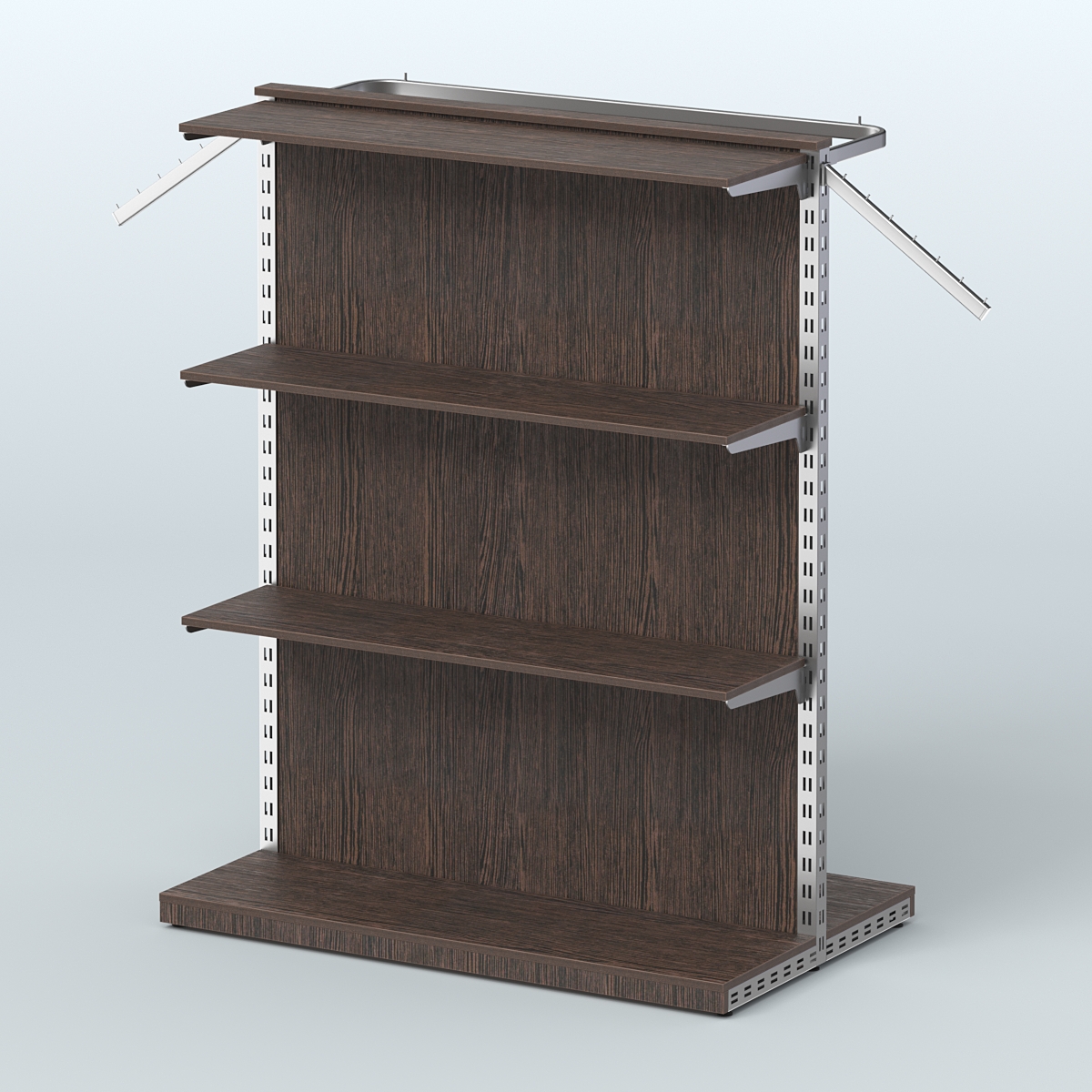 Система ЭЛЕГАНТ островная с тремя полками ДСП и прямым поручнем №8 Дуб Венге