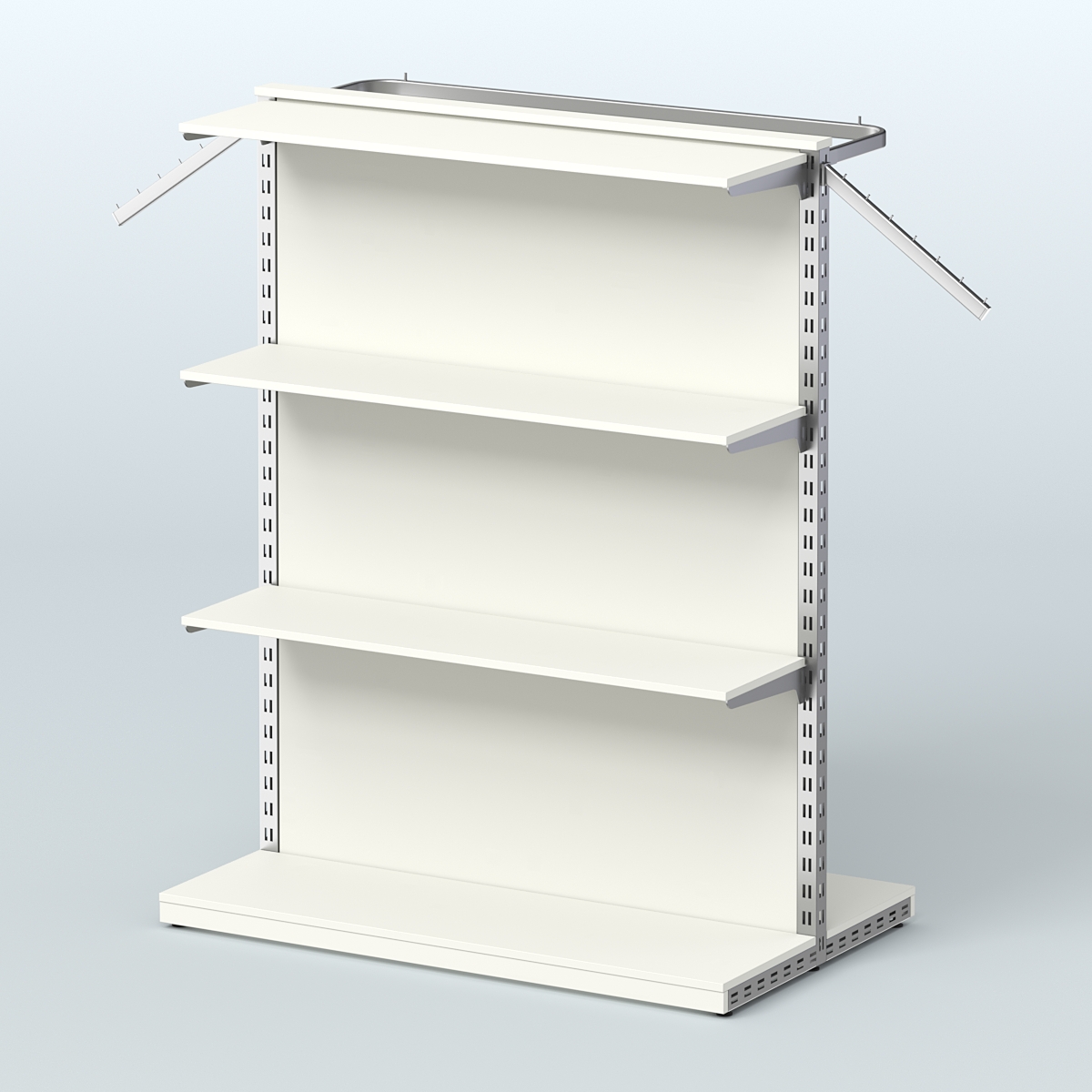 Система ЭЛЕГАНТ островная с тремя полками ДСП и прямым поручнем №8 Белый