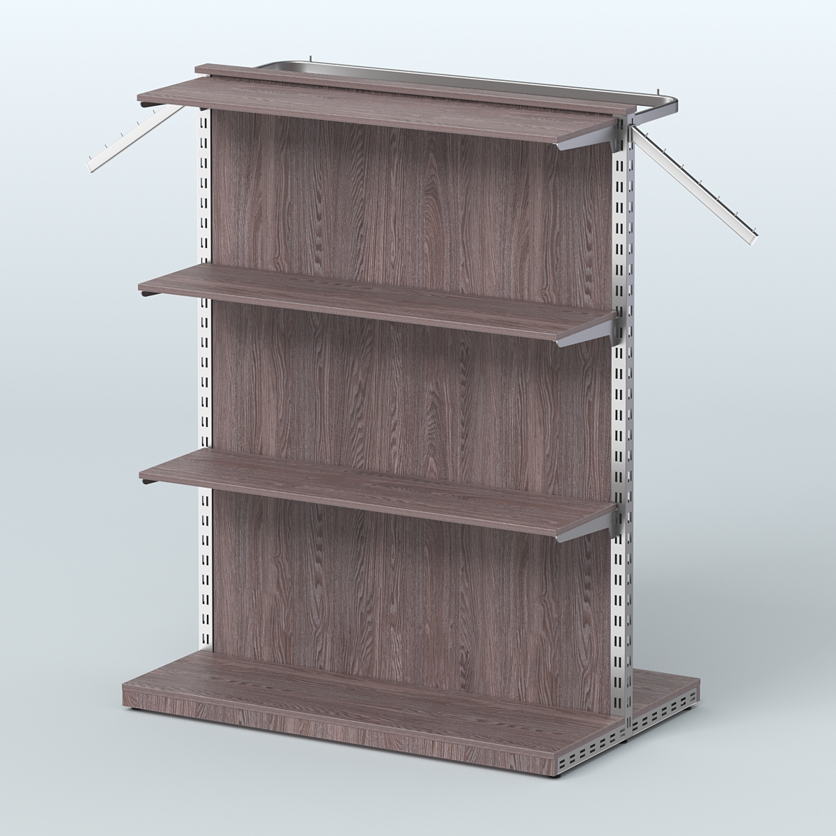 Система ЭЛЕГАНТ островная с тремя полками ДСП и прямым поручнем №8 Ясень Анкор темный