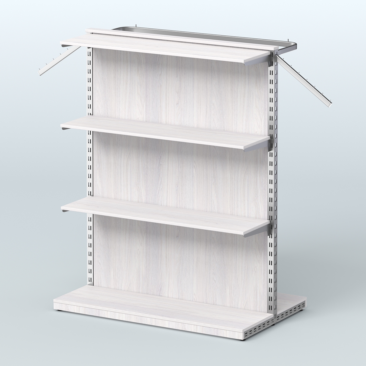 Система ЭЛЕГАНТ островная с тремя полками ДСП и прямым поручнем №8 Ясень Анкор светлый