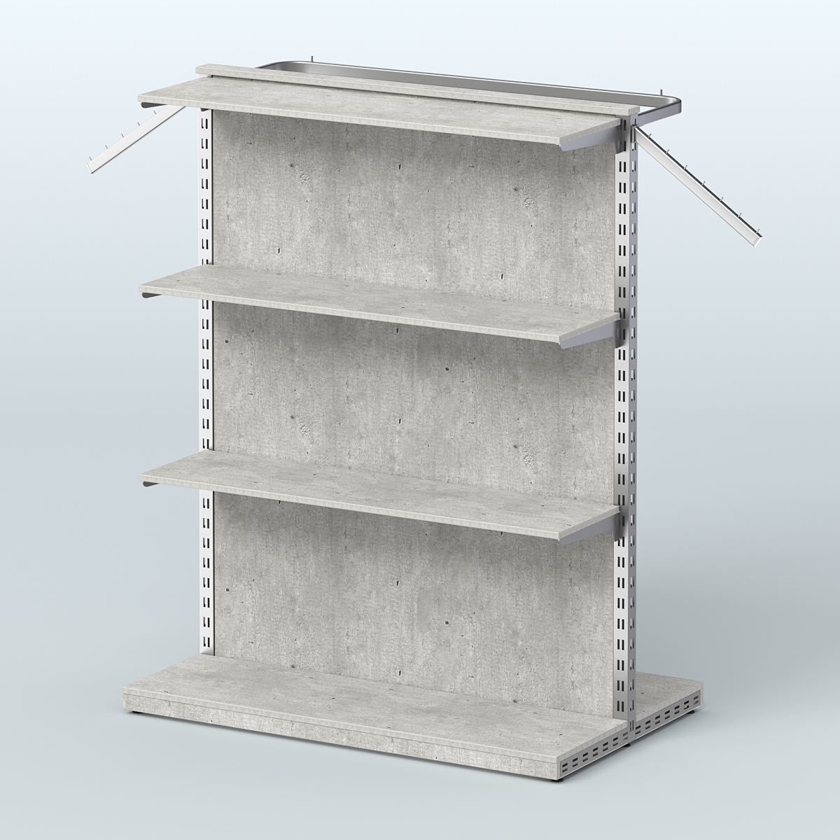 Система ЭЛЕГАНТ островная с тремя полками ДСП и прямым поручнем №8 Метрополитан Грей