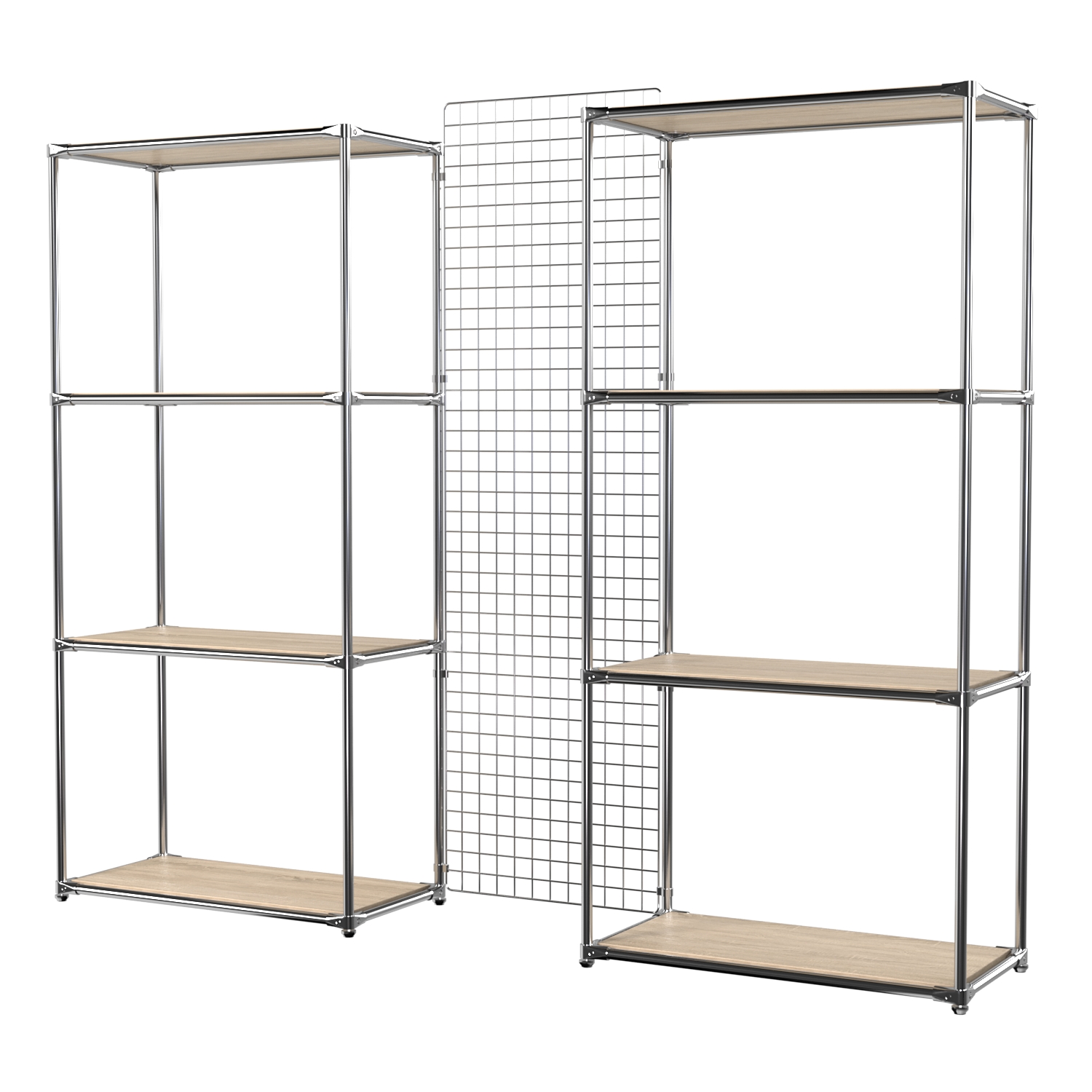 Сетчатый стеллаж СТИЛЬ с полками ДСП и решеткой №31-3 Дуб Сонома