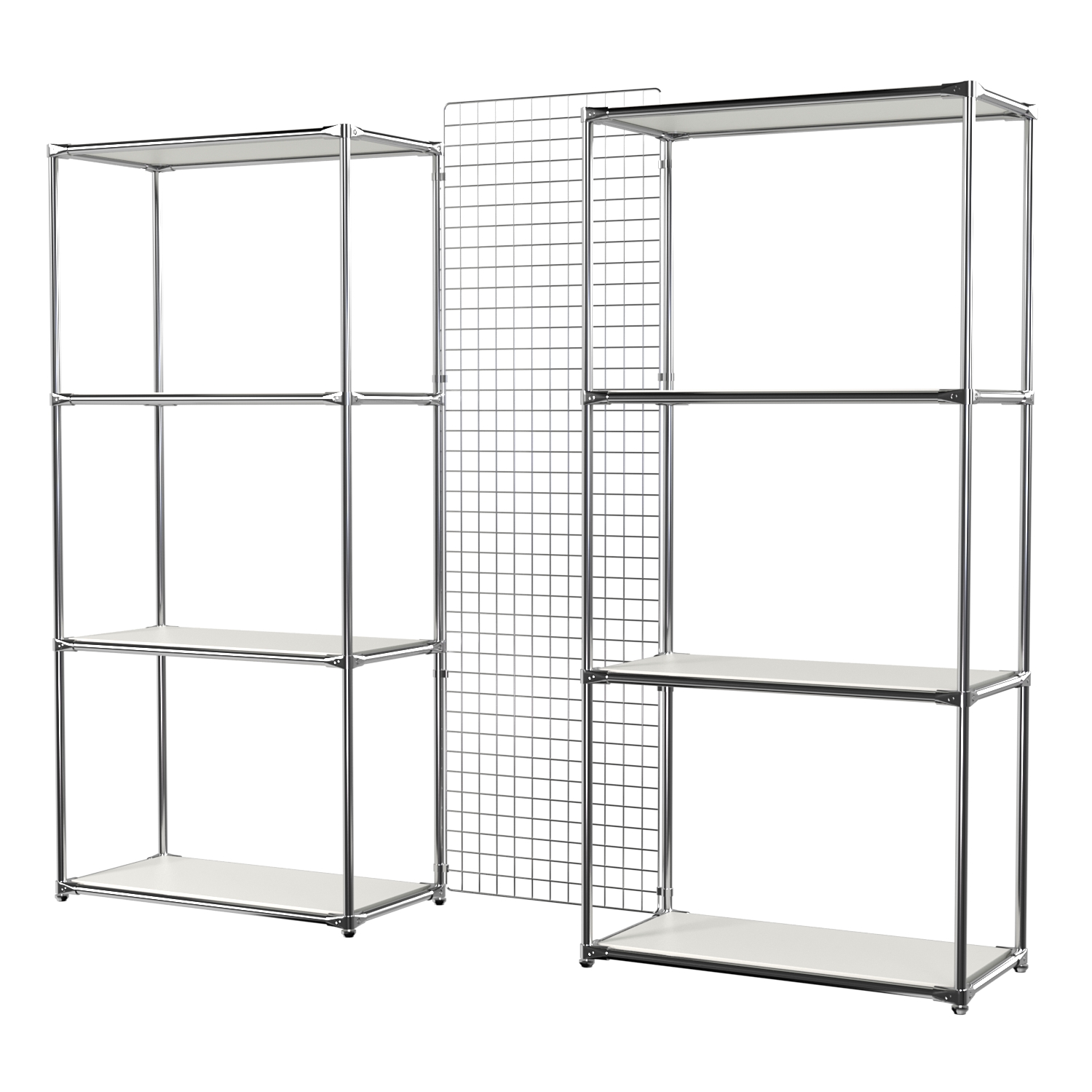 Сетчатый стеллаж СТИЛЬ с полками ДСП и решеткой №31-3 Белый