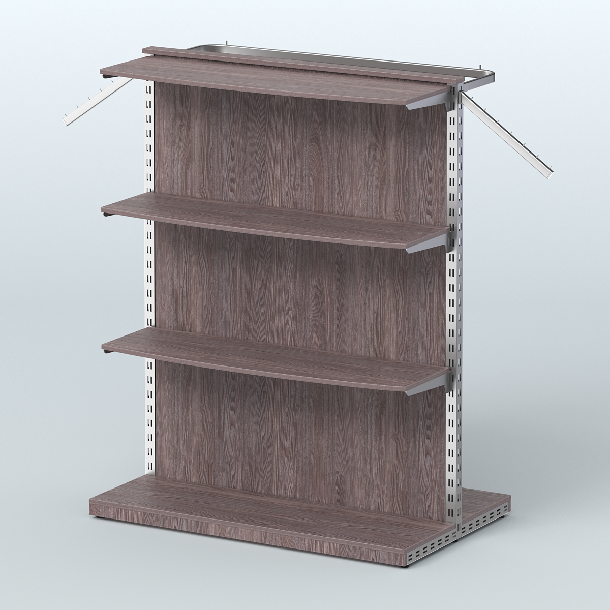 Система ЭЛЕГАНТ островная с тремя полками и задней стенкой из ДСП №9 Ясень Анкор темный