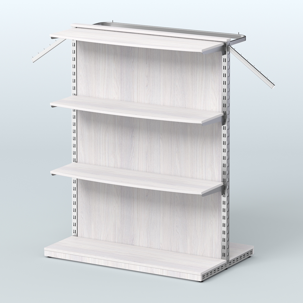 Система ЭЛЕГАНТ островная с тремя полками и задней стенкой из ДСП №9 Ясень Анкор светлый