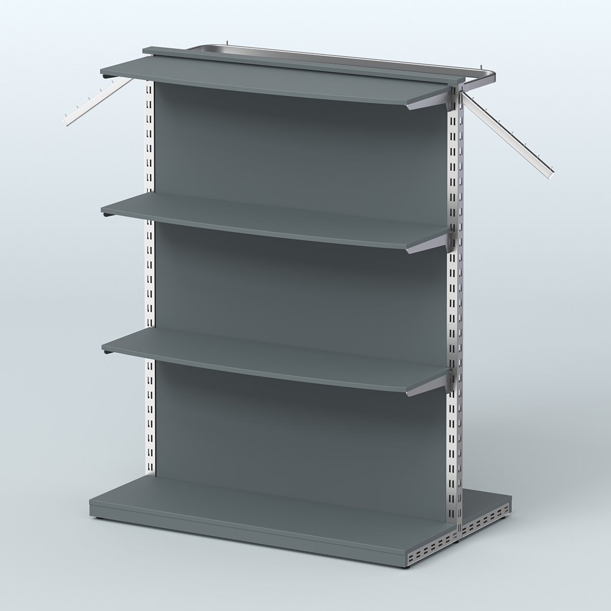 Система ЭЛЕГАНТ островная с тремя полками и задней стенкой из ДСП №9 Темно-Серый