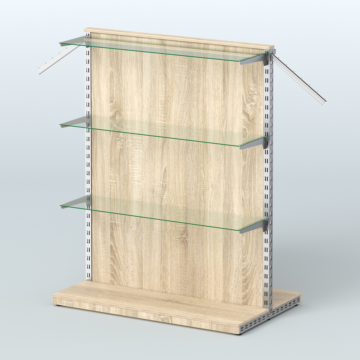 Система ЭЛЕГАНТ островная с ДСП, поручнем под навесные кронштейны и полками №10 Дуб сонома