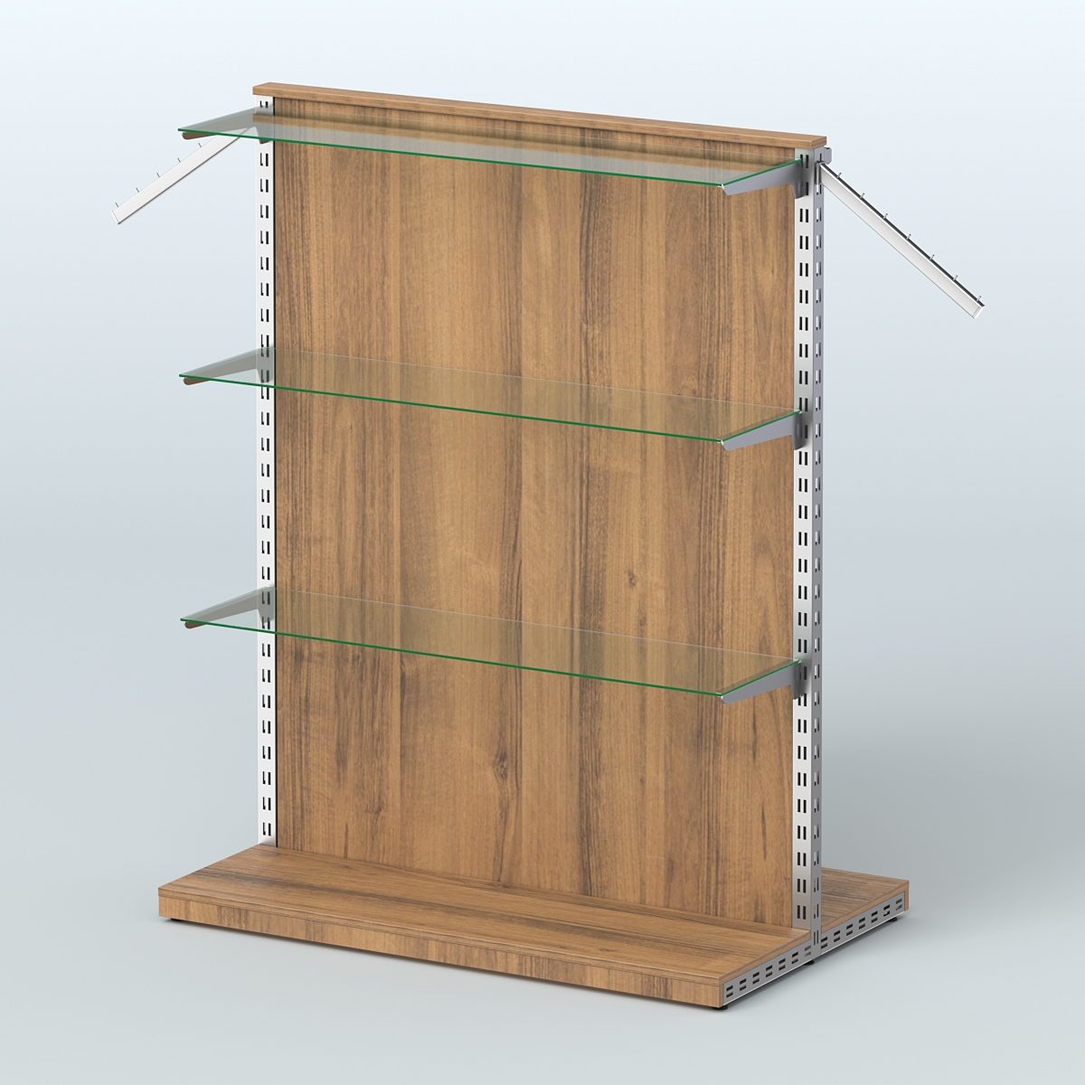 Система ЭЛЕГАНТ островная с ДСП, поручнем под навесные кронштейны и полками №10 Орех