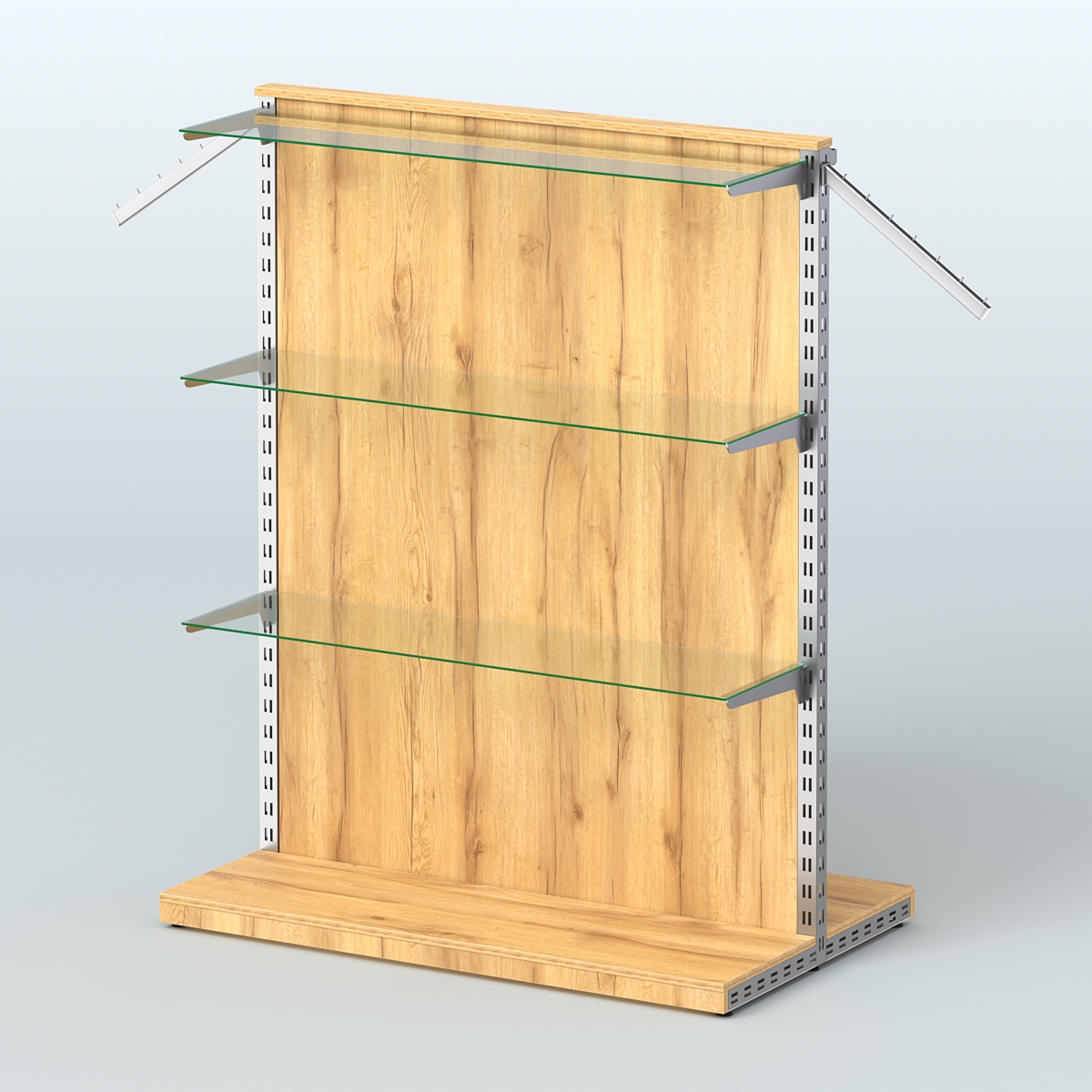 Система ЭЛЕГАНТ островная с ДСП, поручнем под навесные кронштейны и полками №10 Дуб Золотистый