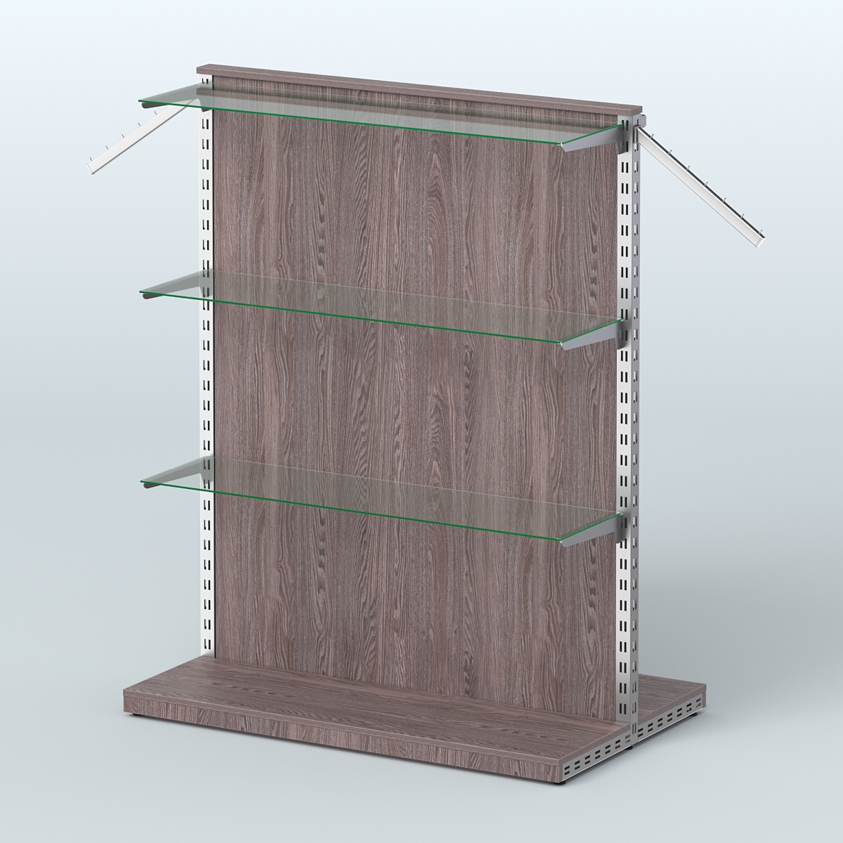 Система ЭЛЕГАНТ островная с ДСП, поручнем под навесные кронштейны и полками №10 Ясень Анкор темный