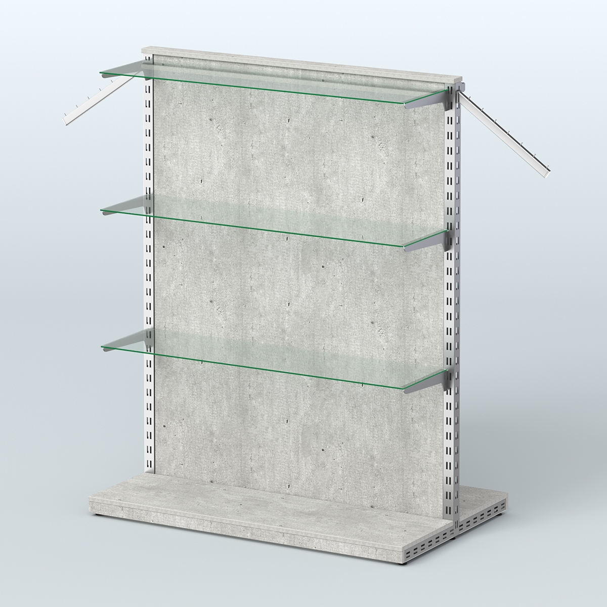 Система ЭЛЕГАНТ островная с ДСП, поручнем под навесные кронштейны и полками №10 Метрополитан Грей