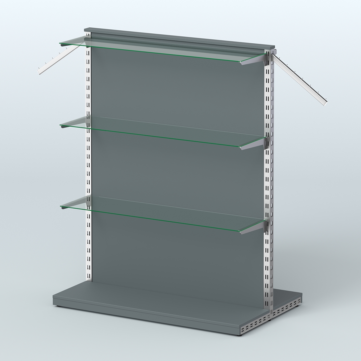 Система ЭЛЕГАНТ островная с ДСП, поручнем под навесные кронштейны и полками №10 Темно-Серый