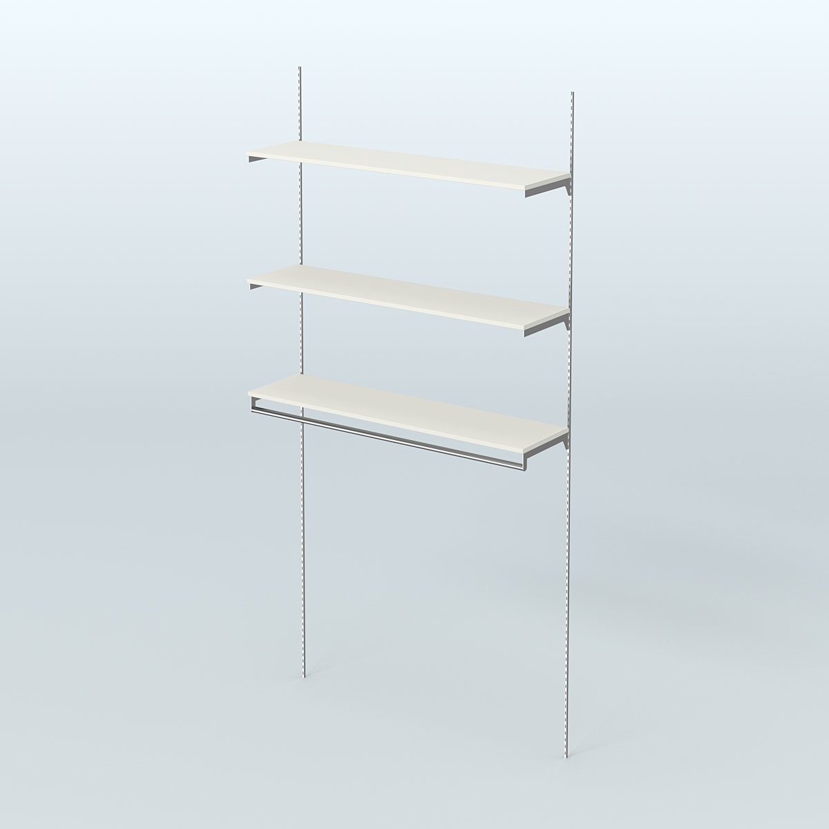 Модульная система Neo Fix №13 со сборным поручнем и тремя полками ДСП 16 мм (1200 мм) Белый