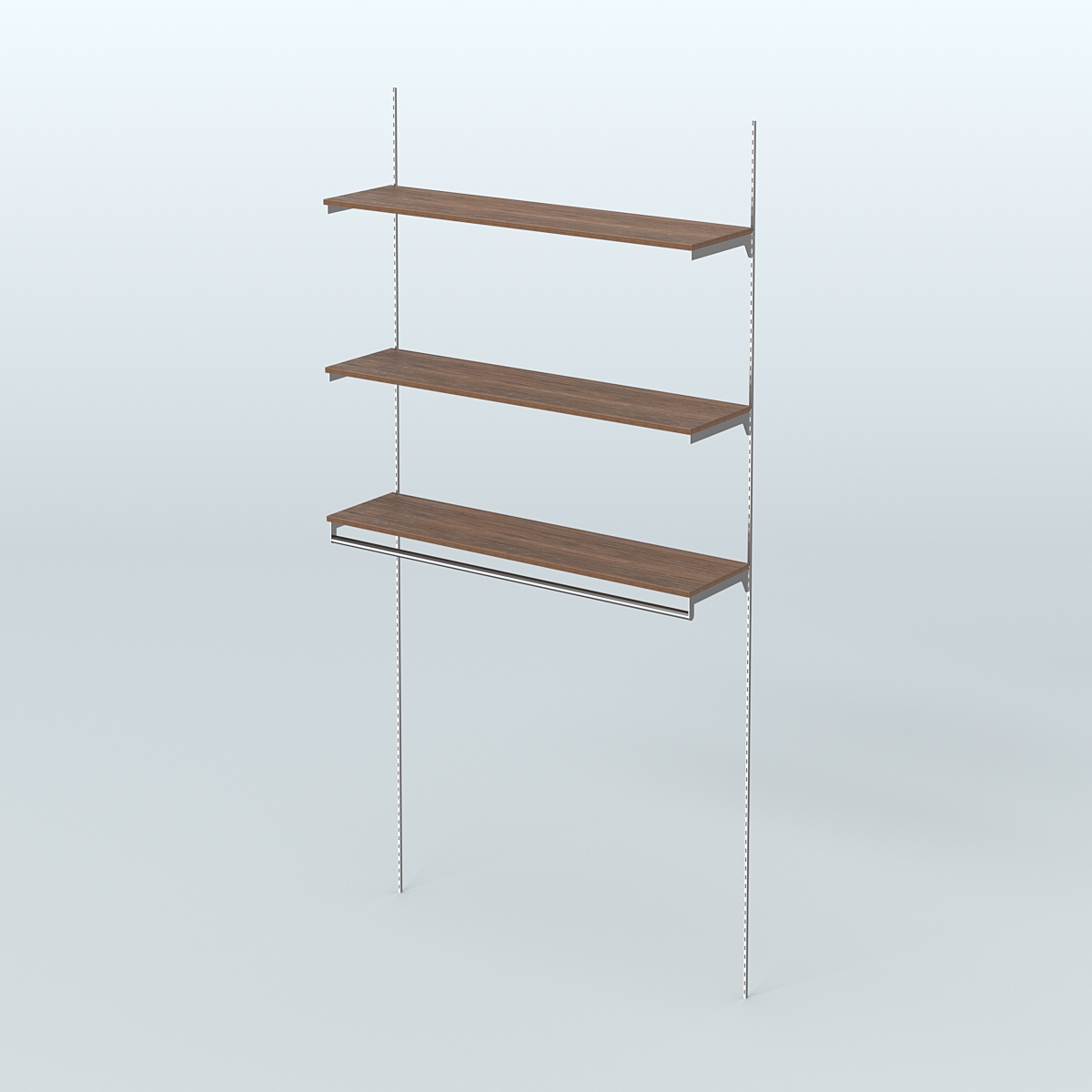 Модульная система Neo Fix №13 со сборным поручнем и тремя полками ДСП 16 мм (1200 мм) Орех