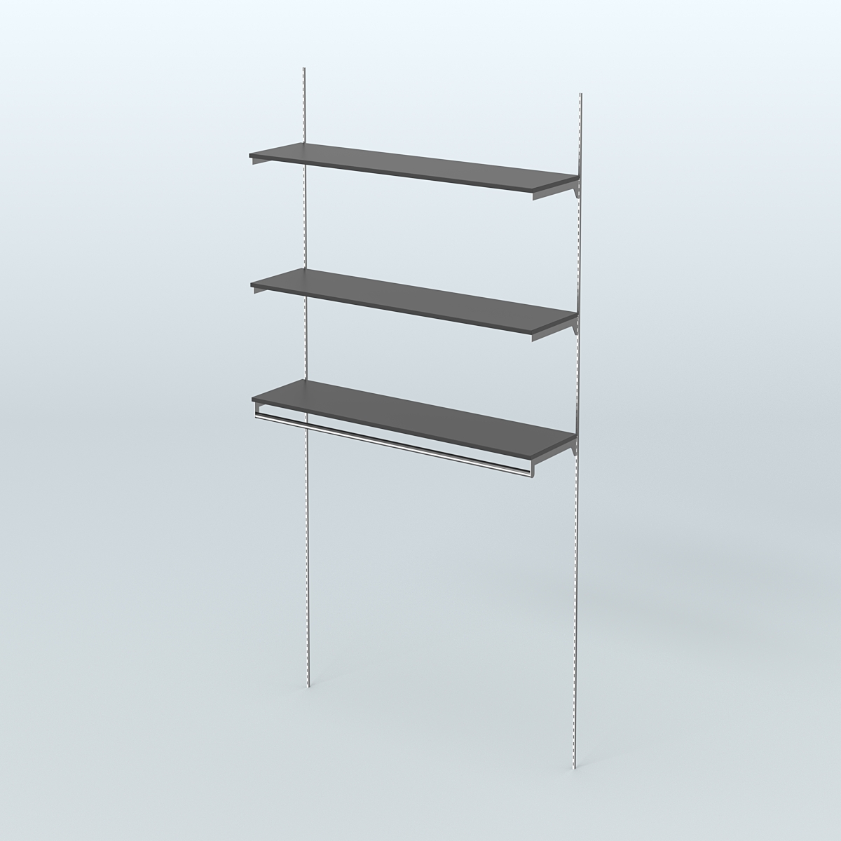 Модульная система Neo Fix №13 со сборным поручнем и тремя полками ДСП 16 мм (1200 мм) Черный