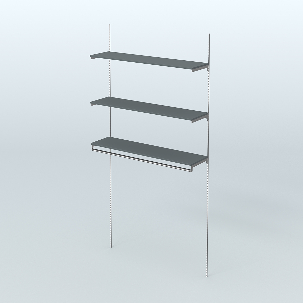 Модульная система Neo Fix №13 со сборным поручнем и тремя полками ДСП 16 мм (1200 мм) Темно-Серый