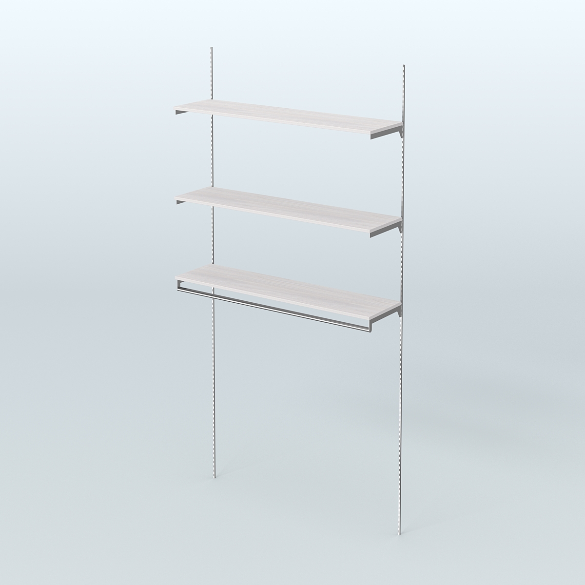 Модульная система Neo Fix №13 со сборным поручнем и тремя полками ДСП 16 мм (1200 мм) Ясень Анкор светлый