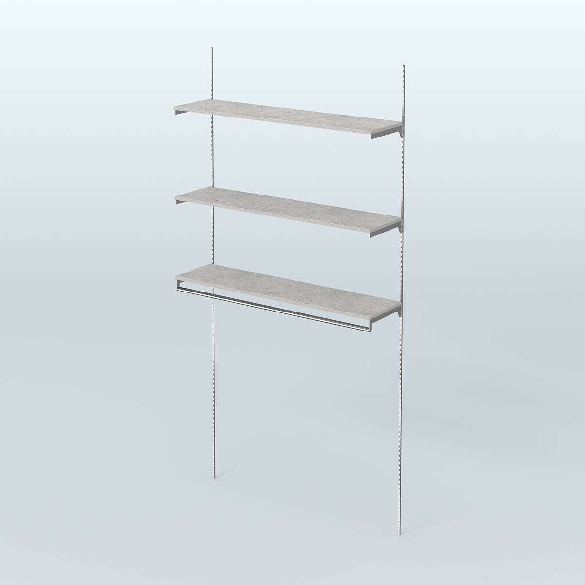 Модульная система Neo Fix №13 со сборным поручнем и тремя полками ДСП 16 мм (1200 мм) Метрополитан Грей