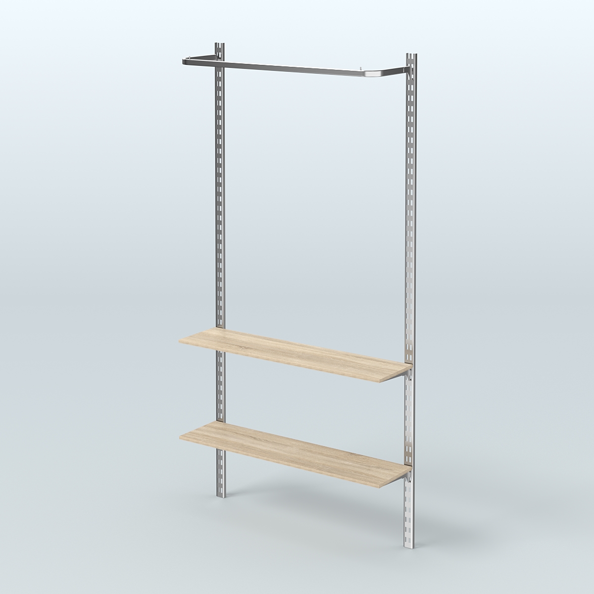 Система ГЛОБАЛ с П-образным поручнем и двумя полками из ДСП №8 (1200 мм) Дуб Сонома