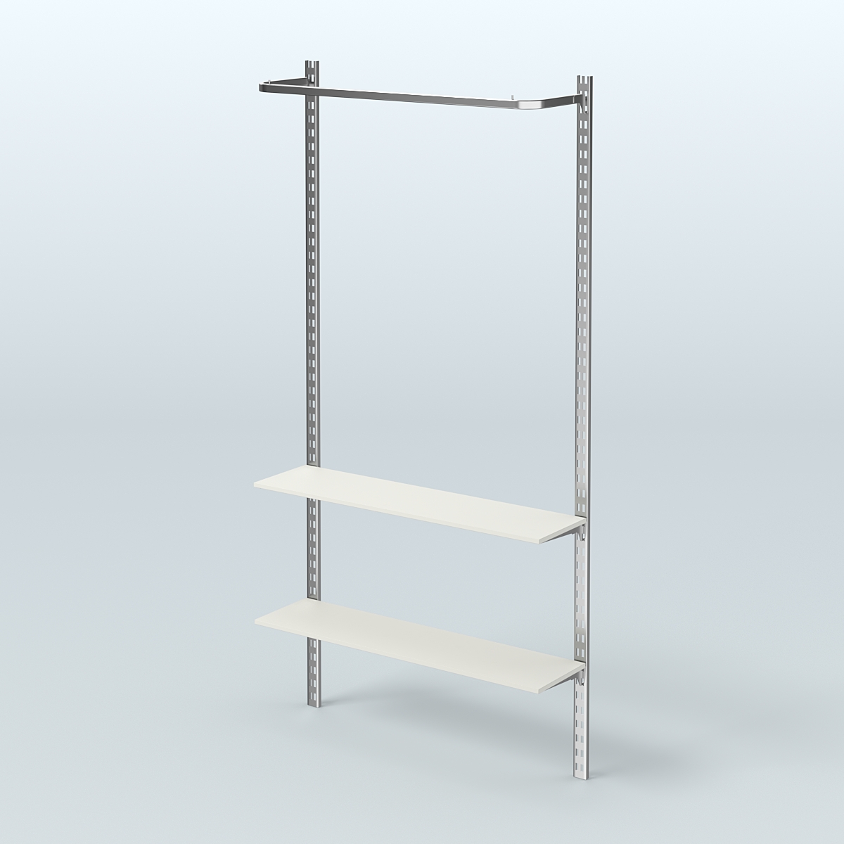 Система ГЛОБАЛ с П-образным поручнем и двумя полками из ДСП №8 (1200 мм) Белый