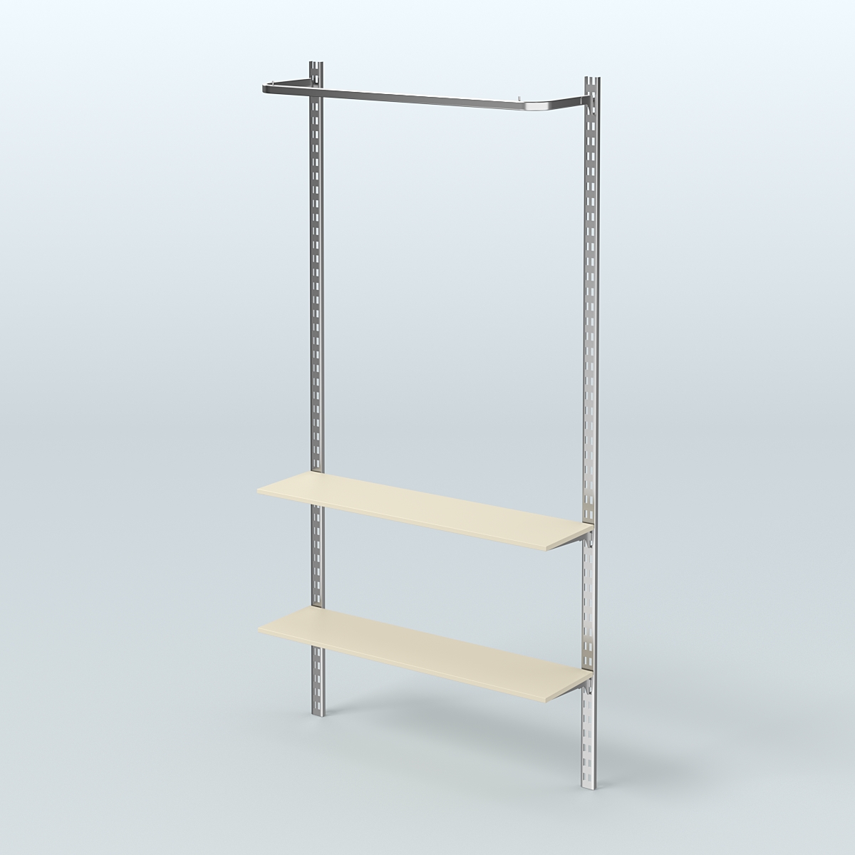 Система ГЛОБАЛ с П-образным поручнем и двумя полками из ДСП №8 (1200 мм) Крем Вайс