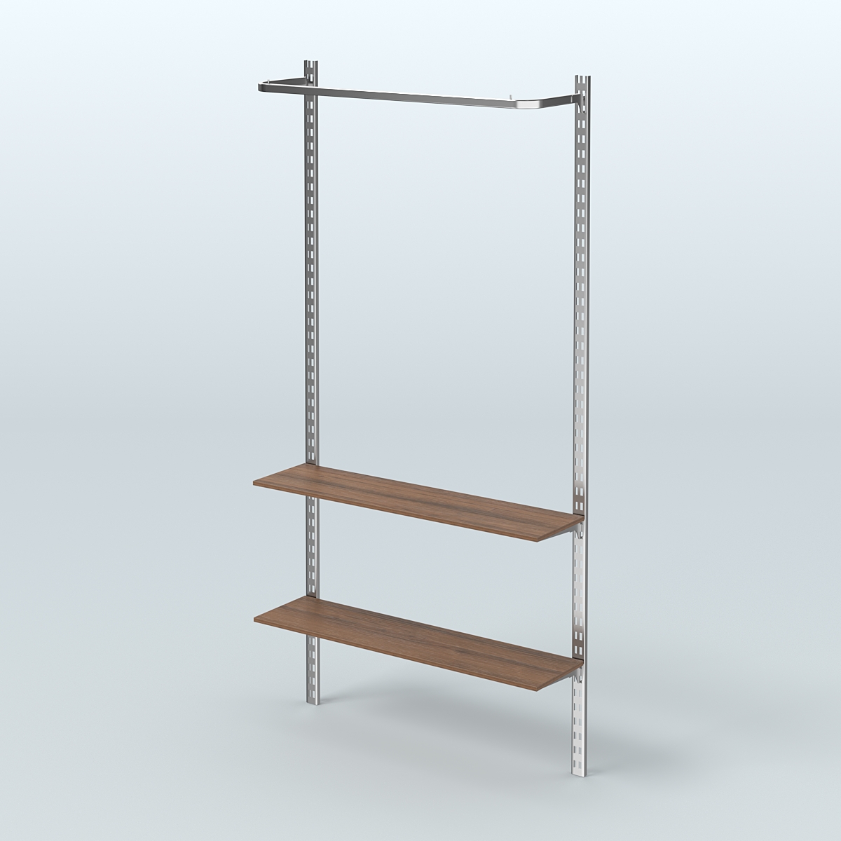 Система ГЛОБАЛ с П-образным поручнем и двумя полками из ДСП №8 (1200 мм) Орех