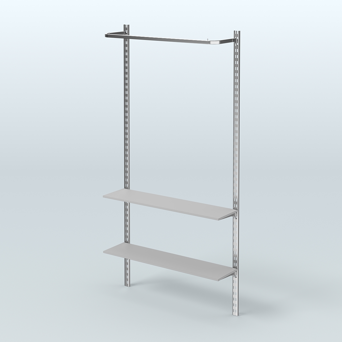 Система ГЛОБАЛ с П-образным поручнем и двумя полками из ДСП №8 (1200 мм) Серый