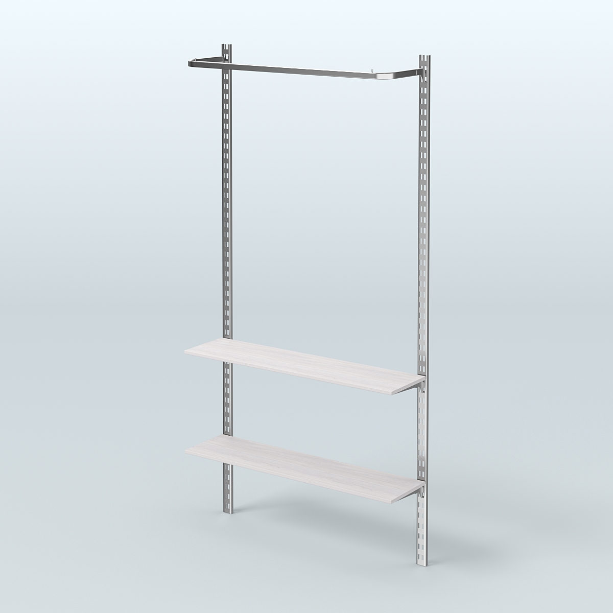 Система ГЛОБАЛ с П-образным поручнем и двумя полками из ДСП №8 (1200 мм) Ясень Анкор светлый