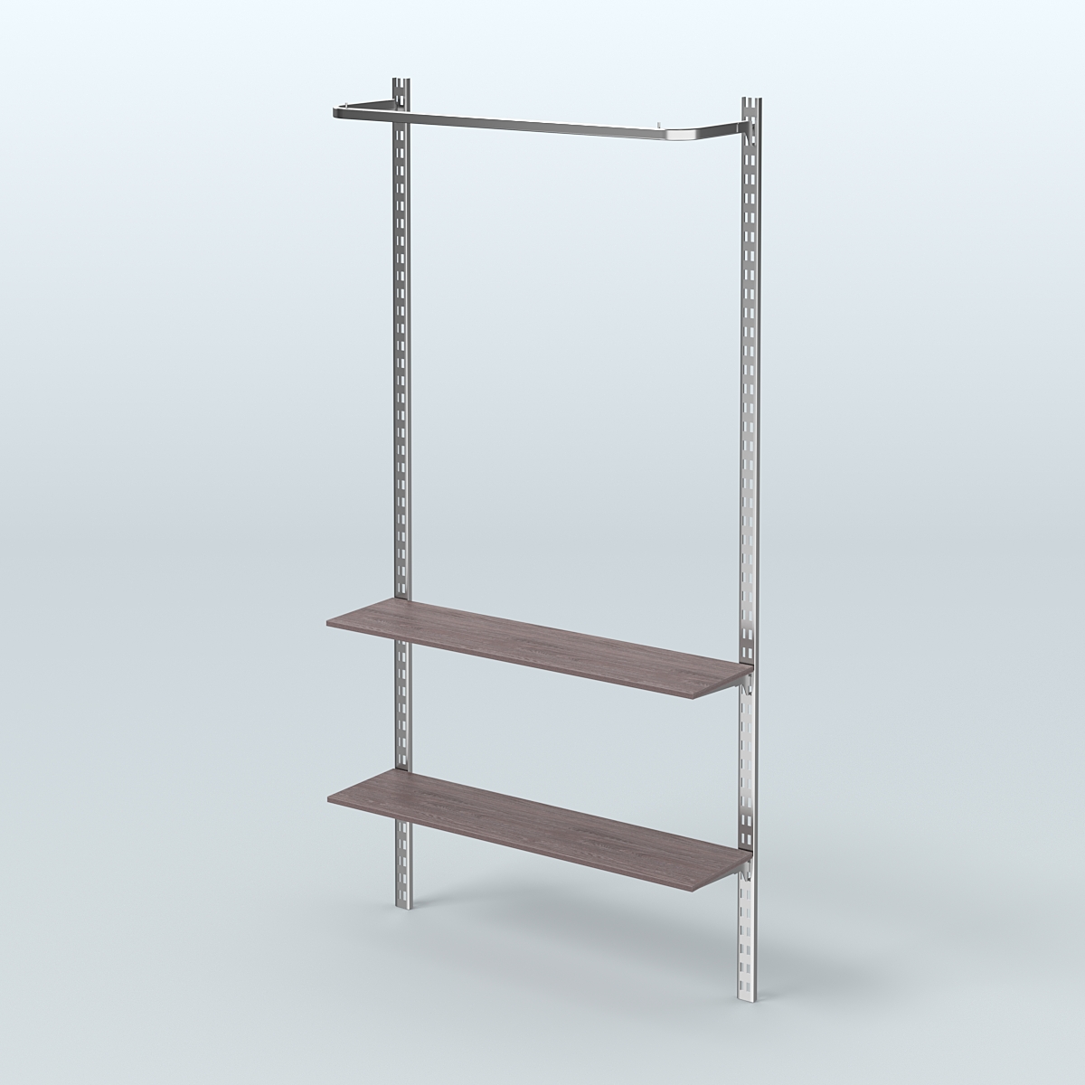 Система ГЛОБАЛ с П-образным поручнем и двумя полками из ДСП №8 (1200 мм) Ясень Анкор темный