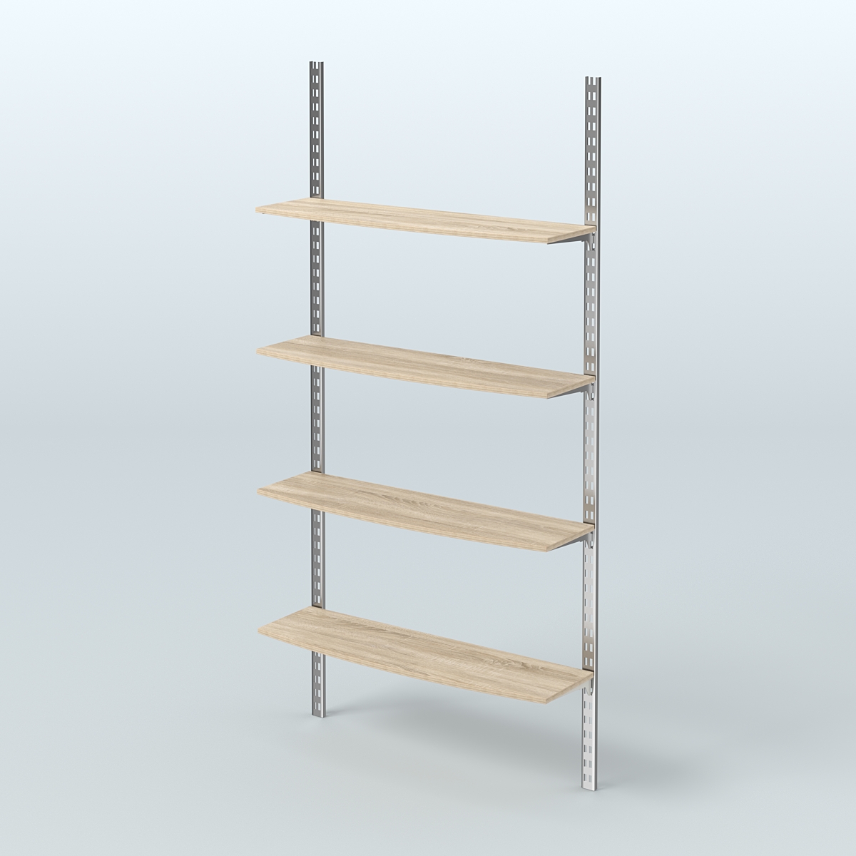 Система МГЛОБАЛ с четырьмя закругленными полками из ДСП №14 (1200 мм) Дуб Сонома