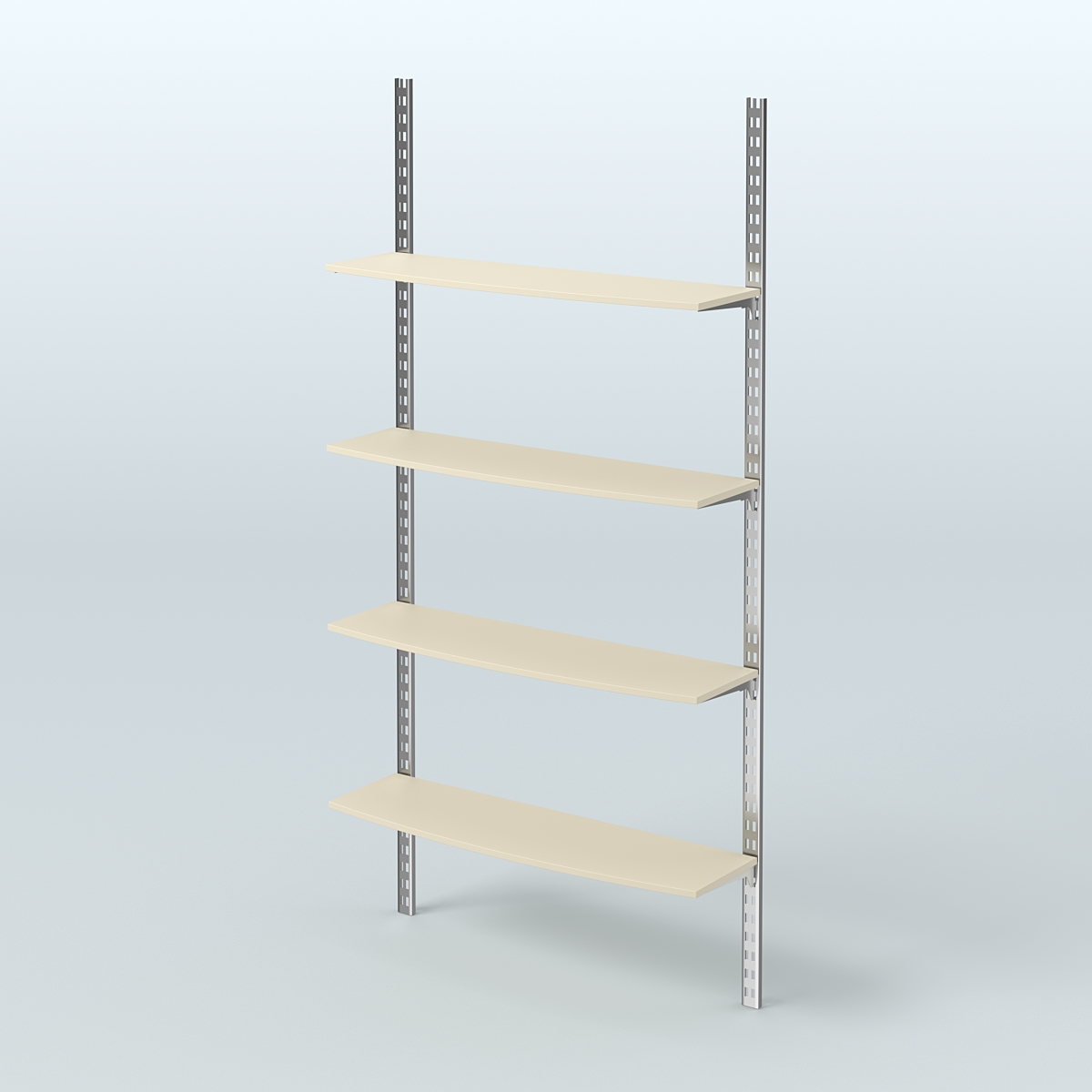 Система МГЛОБАЛ с четырьмя закругленными полками из ДСП №14 (1200 мм) Крем Вайс