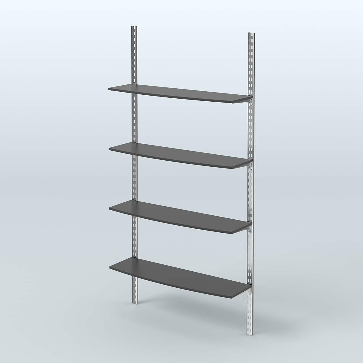 Система МГЛОБАЛ с четырьмя закругленными полками из ДСП №14 (1200 мм) Черный