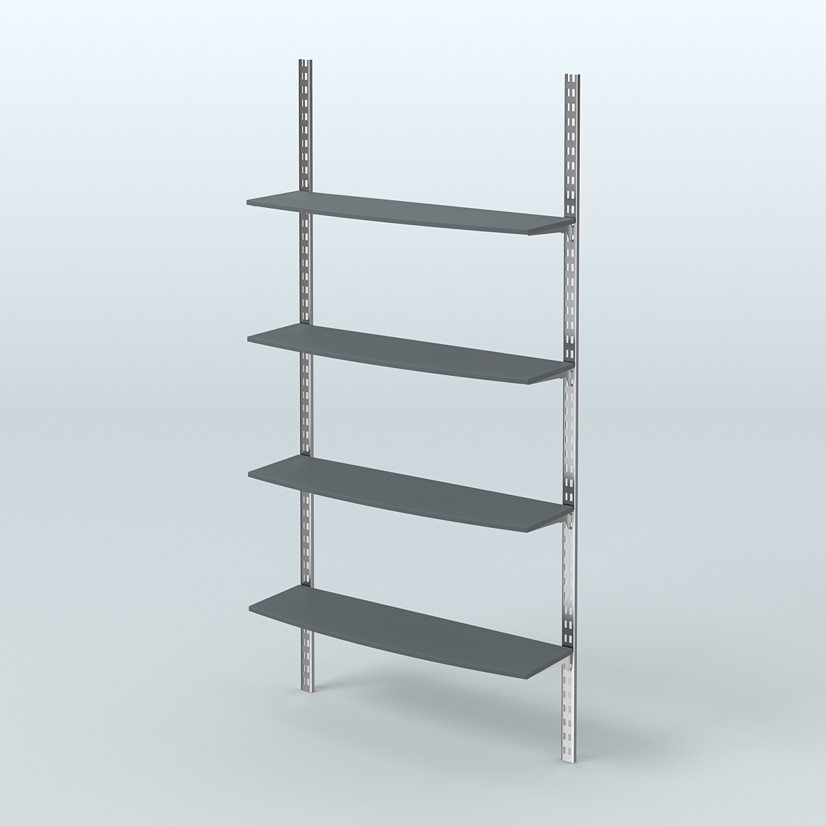 Система МГЛОБАЛ с четырьмя закругленными полками из ДСП №14 (1200 мм) Темно-Серый