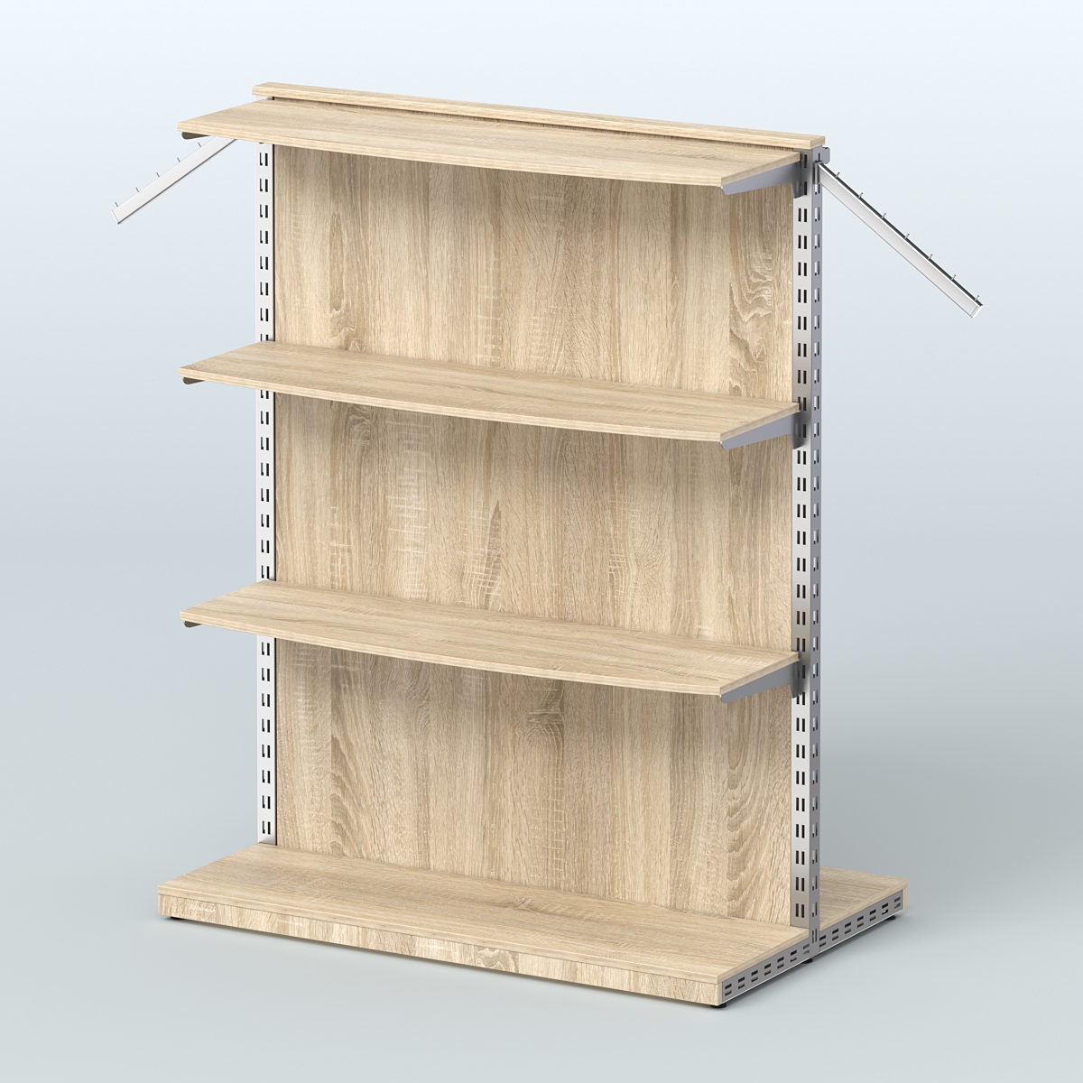 Система ЭЛЕГАНТ островная с задней стенкой, тремя закругленными полками ДСП и поручнем №13 Дуб сонома