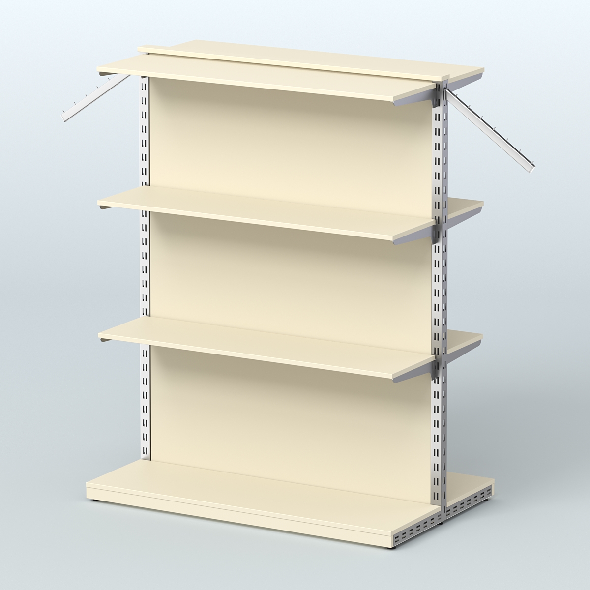 Система ЭЛЕГАНТ островная с задней стенкой и шестью прямыми полками ДСП №14 Крем Вайс