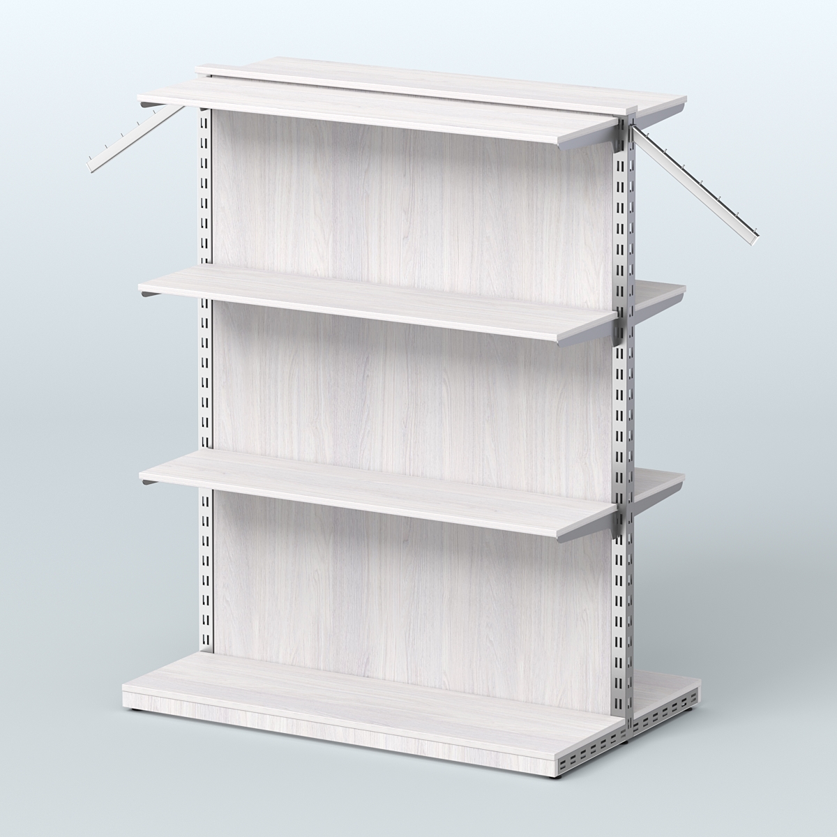 Система ЭЛЕГАНТ островная с задней стенкой и шестью прямыми полками ДСП №14 Ясень Анкор светлый