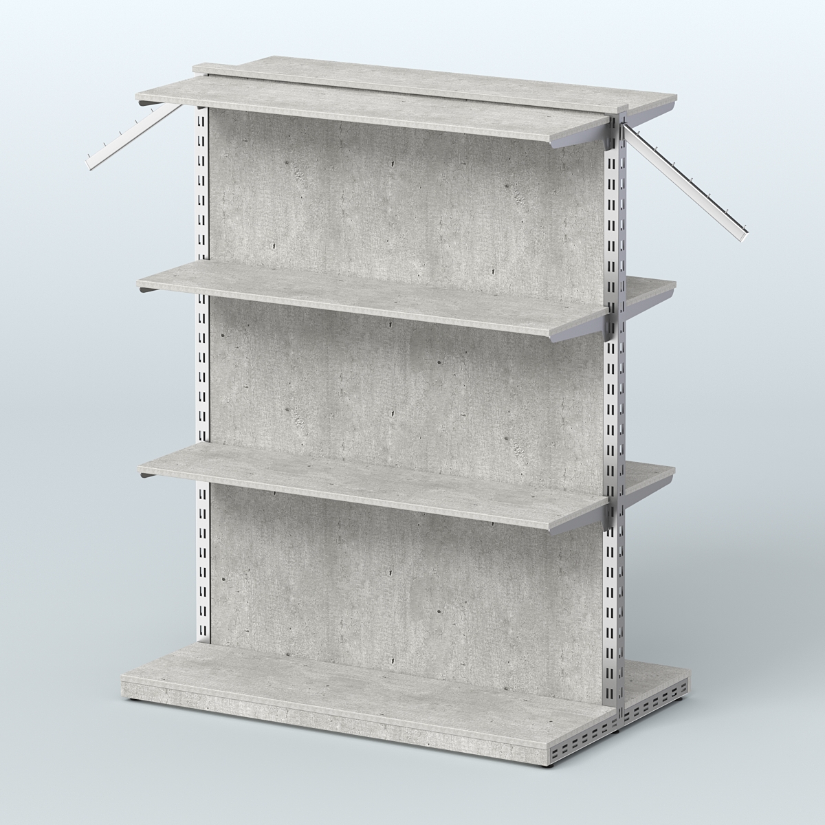 Система ЭЛЕГАНТ островная с задней стенкой и шестью прямыми полками ДСП №14 Метрополитан Грей