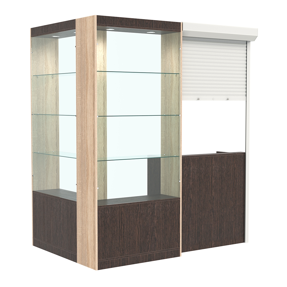 Угловой павильон №1-3П (2,16 кв.м) Дуб Венге и Дуб Сонома