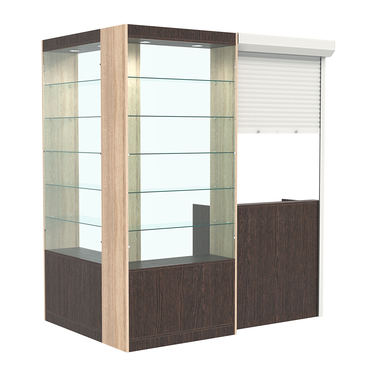 Угловой павильон №1-5П (2,16 кв.м) Дуб Венге и Дуб Сонома