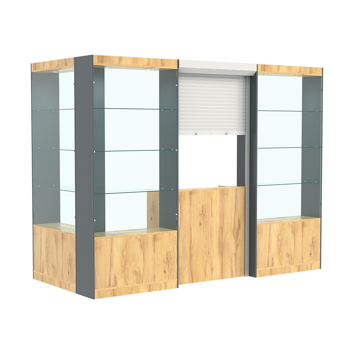 Угловой павильон №2-3П (3,24 кв.м) Дуб Золотистый и Темно-Серый