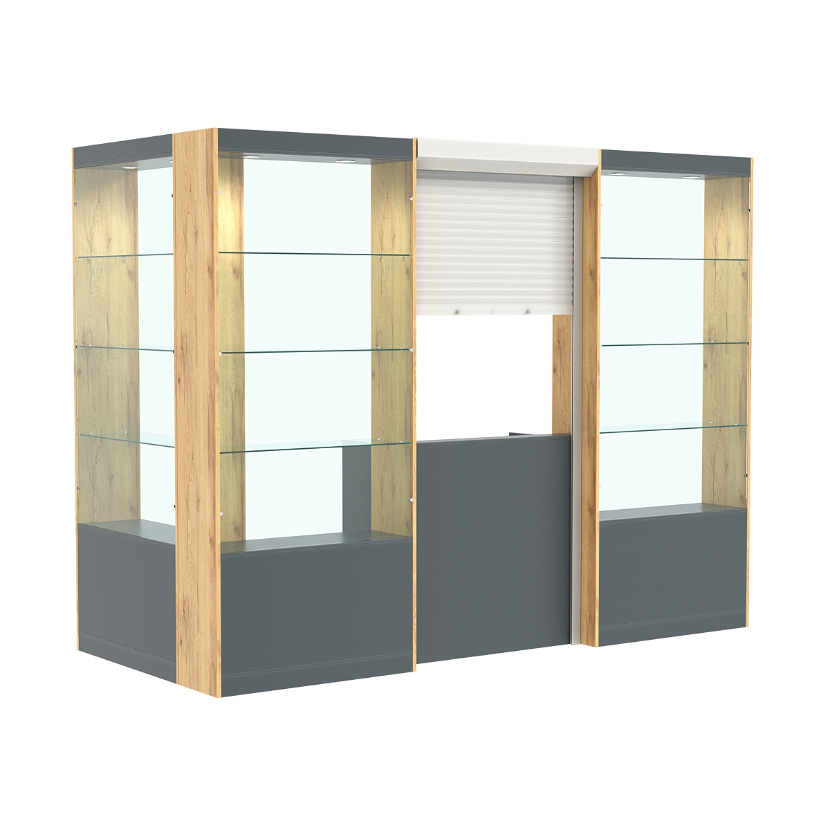 Угловой павильон №2-3П (3,24 кв.м) Темно-серый и Дуб Золотистый