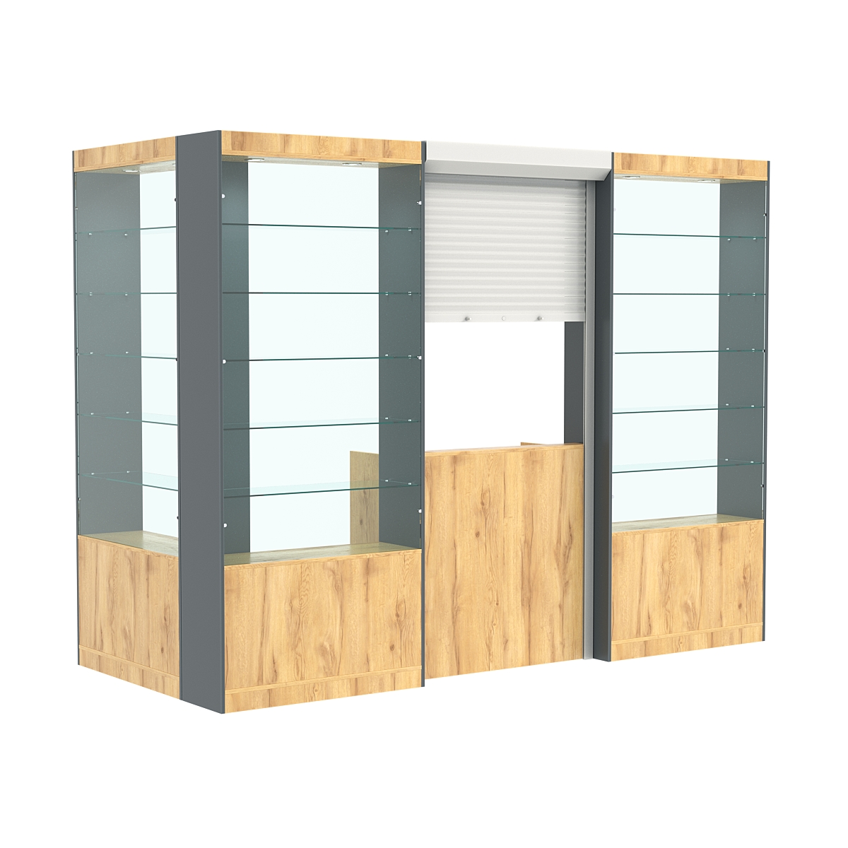 Угловой павильон №2-5П (3,24 кв.м) Дуб Золотистый и Темно-Серый