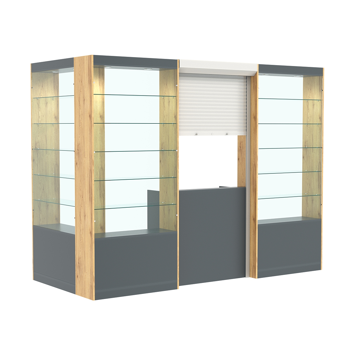 Угловой павильон №2-5П (3,24 кв.м) Темно-серый и Дуб Золотистый