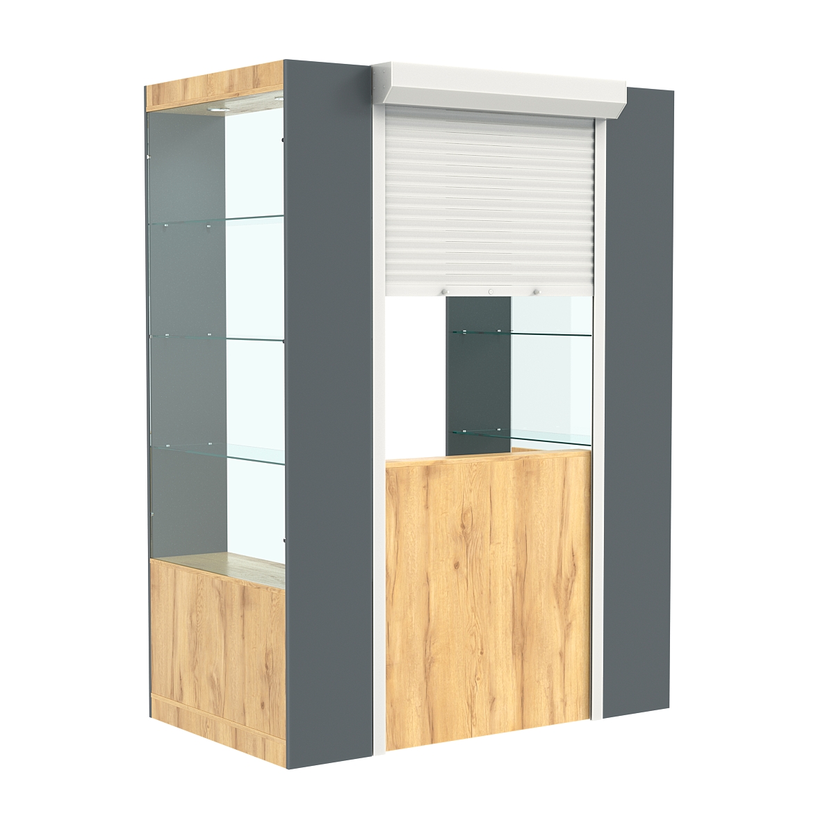 П-образный павильон №3-3П (1,35 кв.м) Дуб Золотистый и Темно-Серый