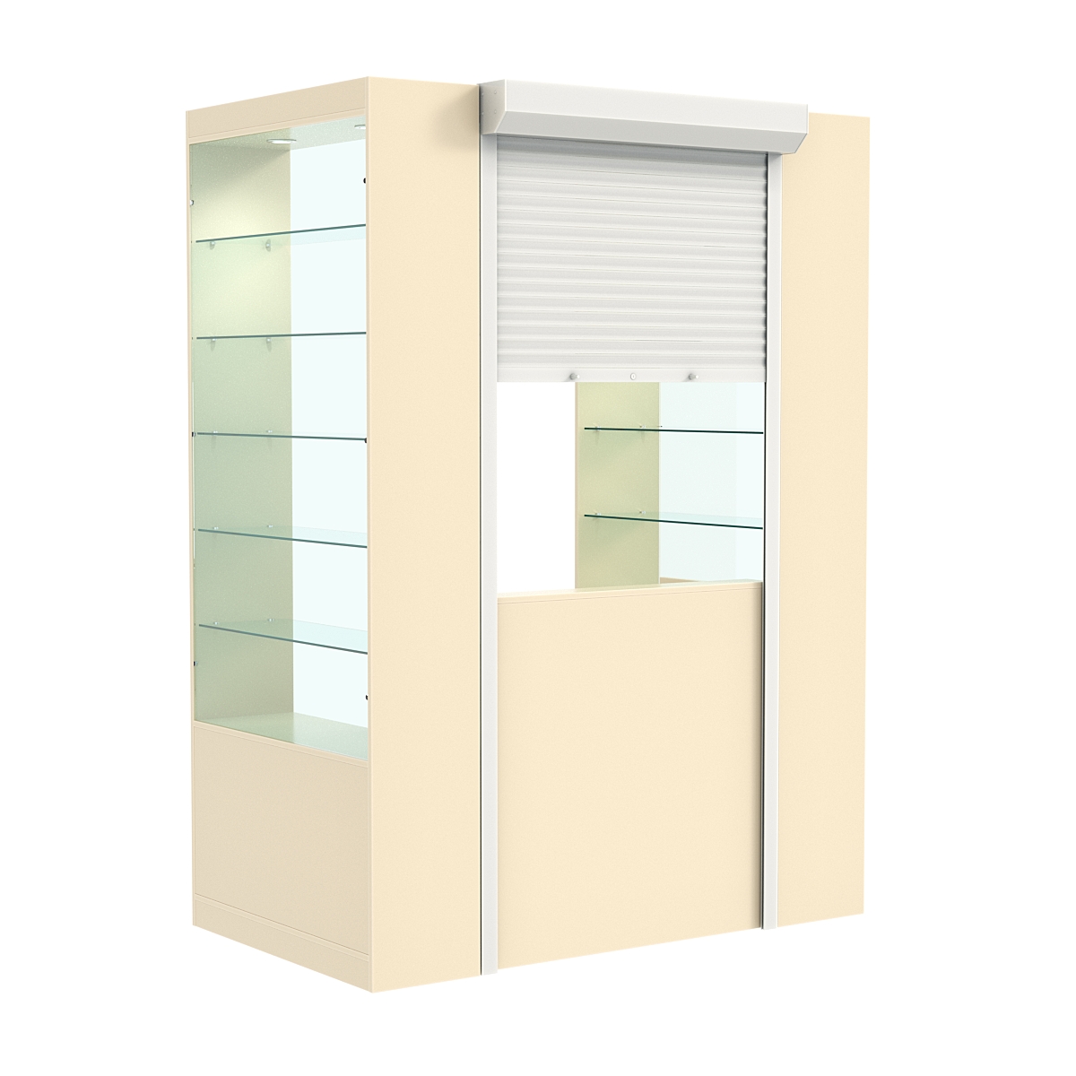 Недорогой П-образный павильон №3-5П (1,35 кв.м) Крем Вайс