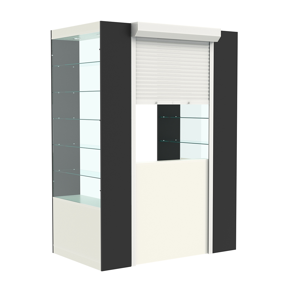 Недорогой П-образный павильон №3-5П (1,35 кв.м) Белый и Черный