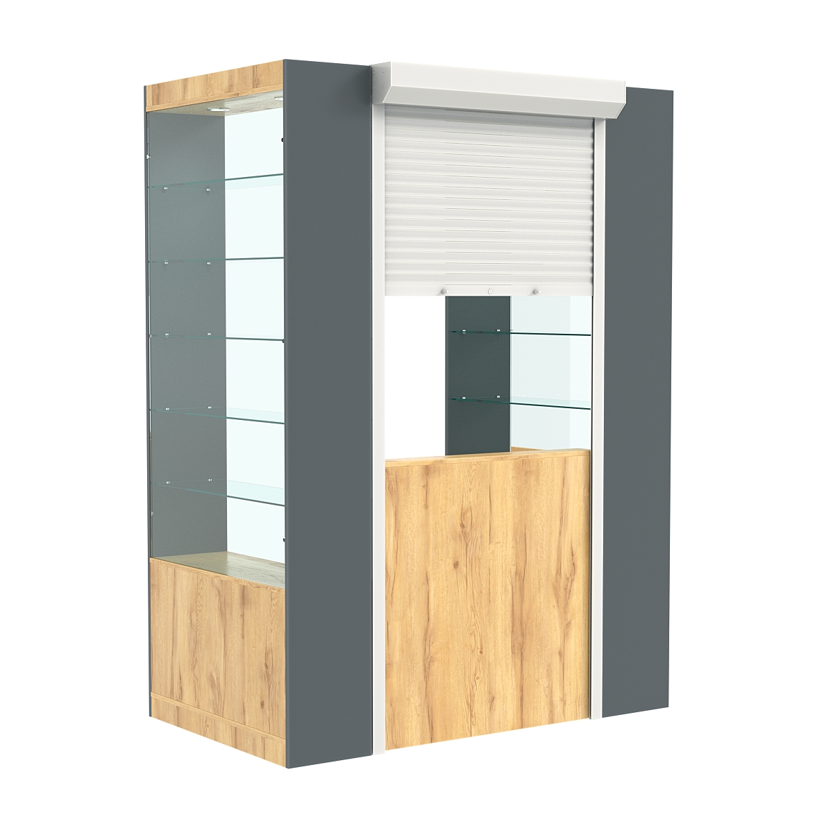 Недорогой П-образный павильон №3-5П (1,35 кв.м) Дуб Золотистый и Темно-Серый