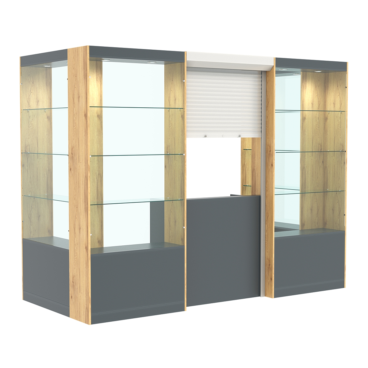 П-образный павильон №4-3П (3,24 кв.м) Темно-серый и Дуб Золотистый