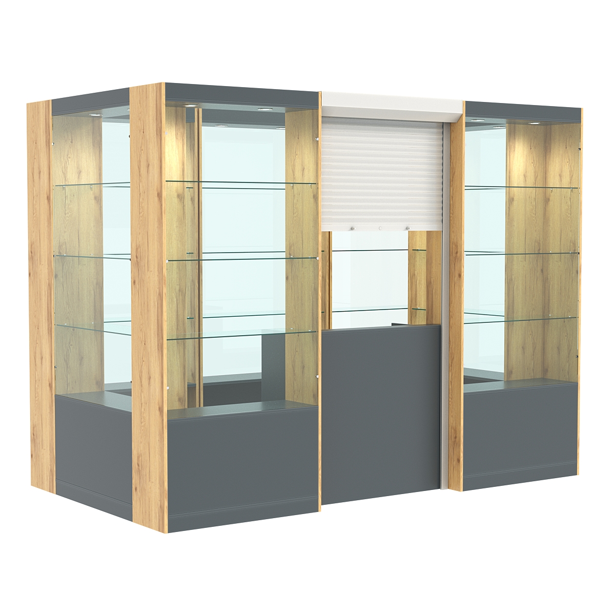 Островной павильон №5-3П (4,05 кв.м) Темно-серый и Дуб Золотистый