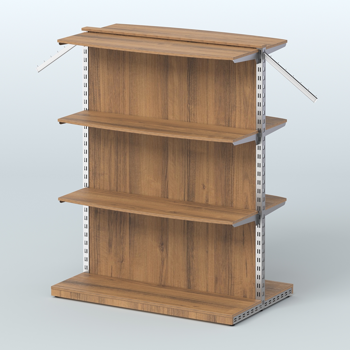 Система ЭЛЕГАНТ островная с задней стенкой и шестью закругленными полками ДСП №15 Орех